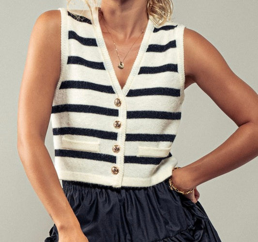 Knit cropped Stripes Vest