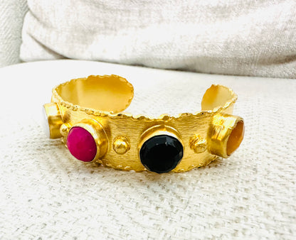 Gold Plated Gems Cuff