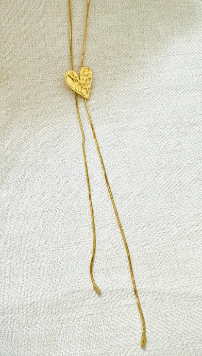 Gold Hammered Heart Necklace