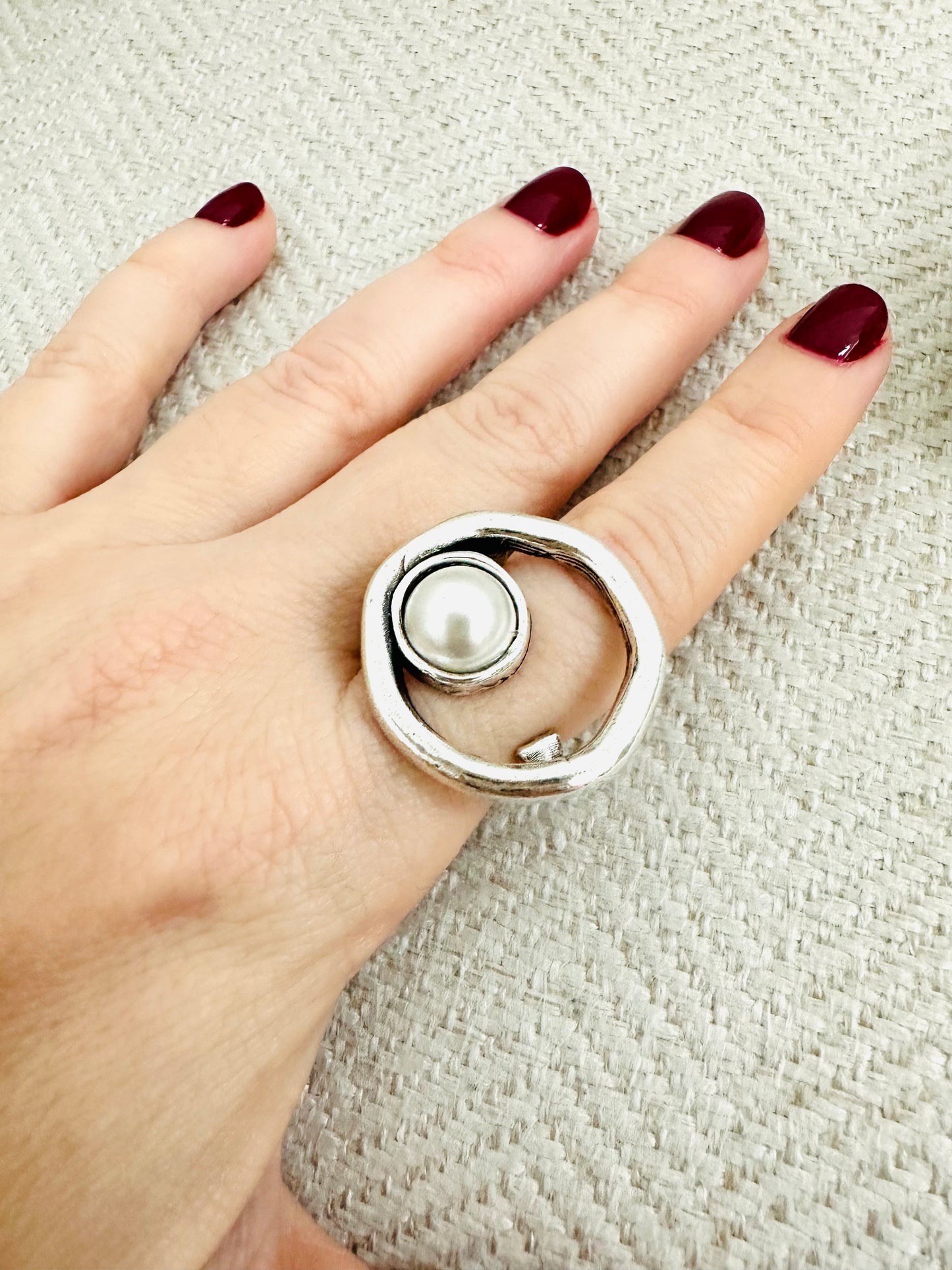 Silver Pearl Ring- Tucco