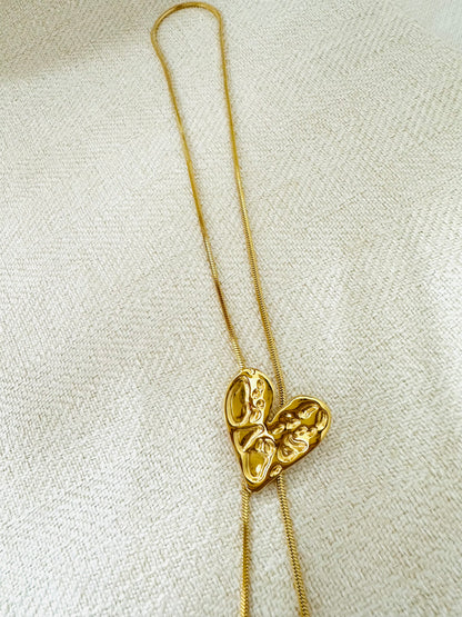 Gold Hammered Heart Necklace