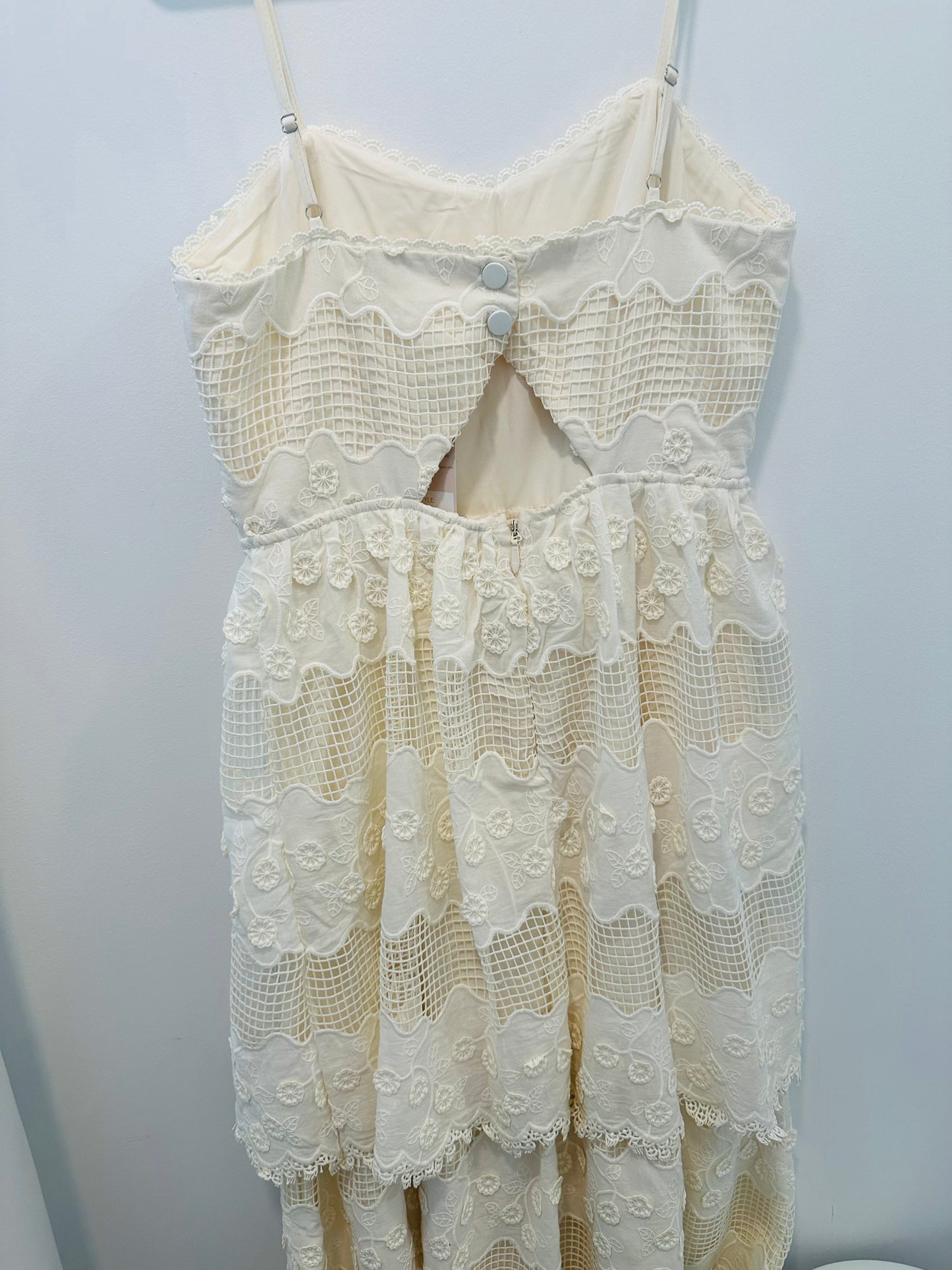 Ivory Crochet Midi Dress