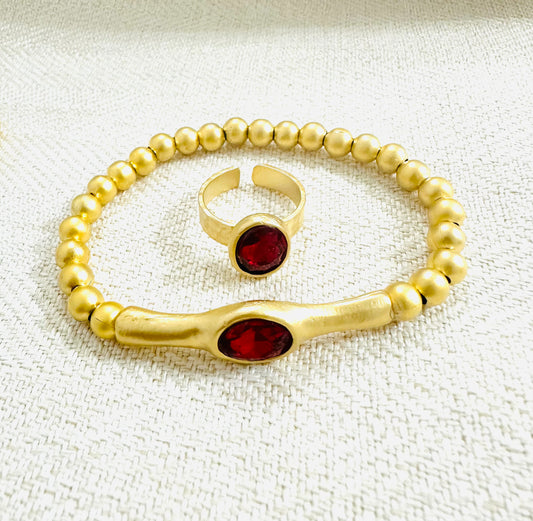 Bracelet + Ring Set  Gold Plated