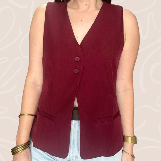 Wine 2 Buttons Vest