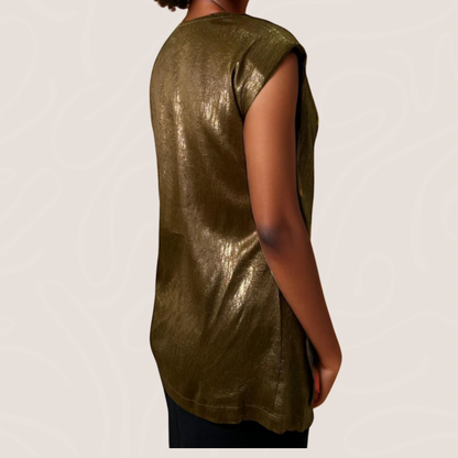 Dark Gold padded Shoulder Top