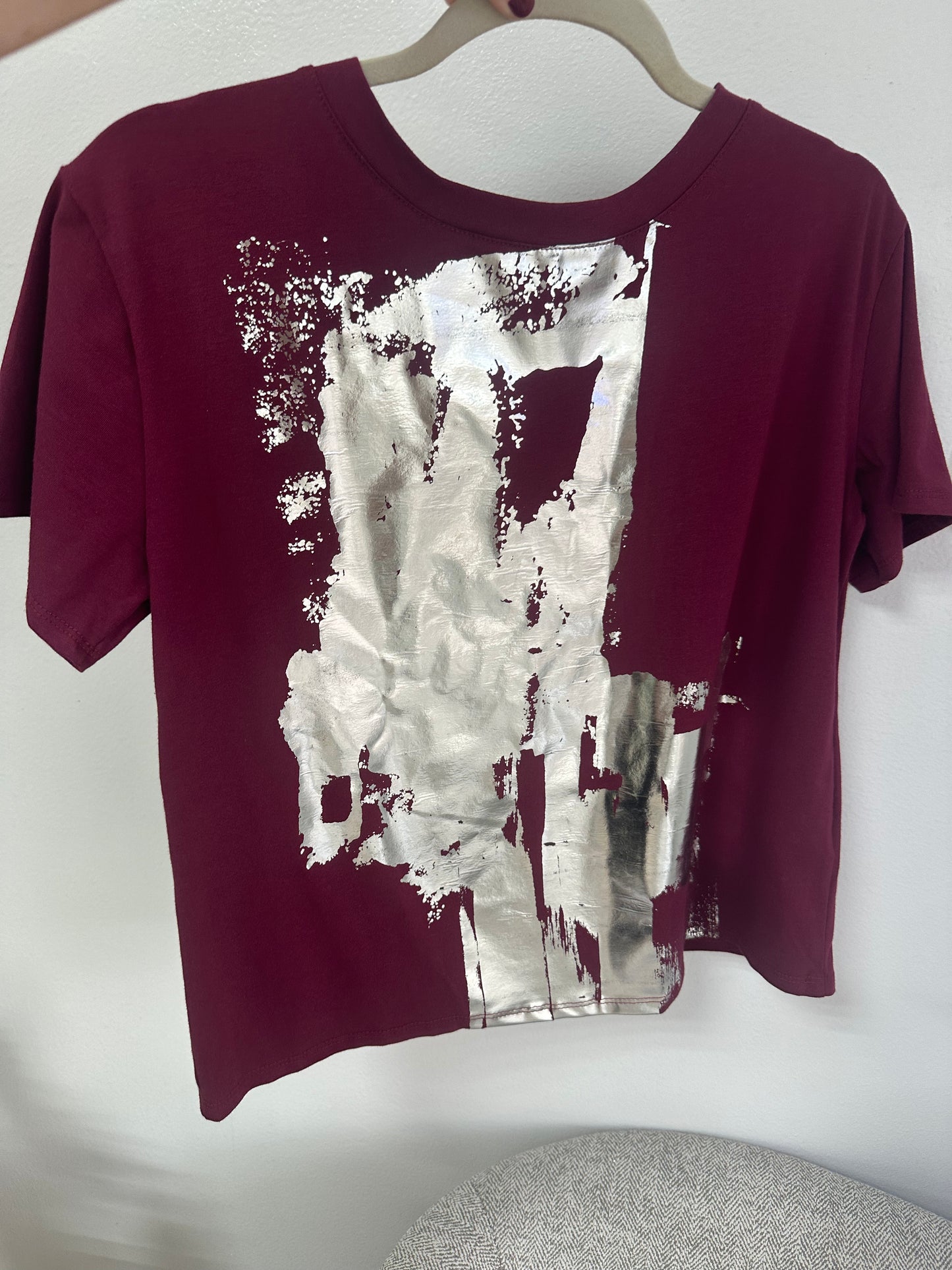 Wine Metallic Silver Design Shirt