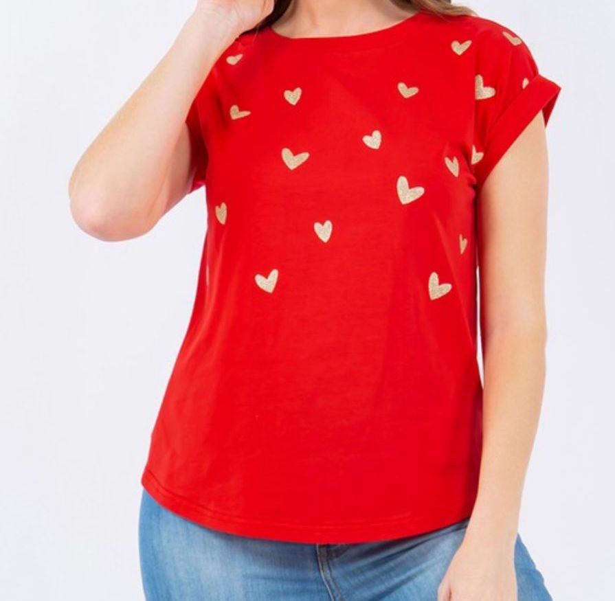 Gold Hearts Red Shirt