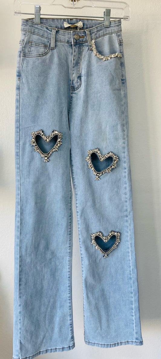 Heart Cut Out Jeans